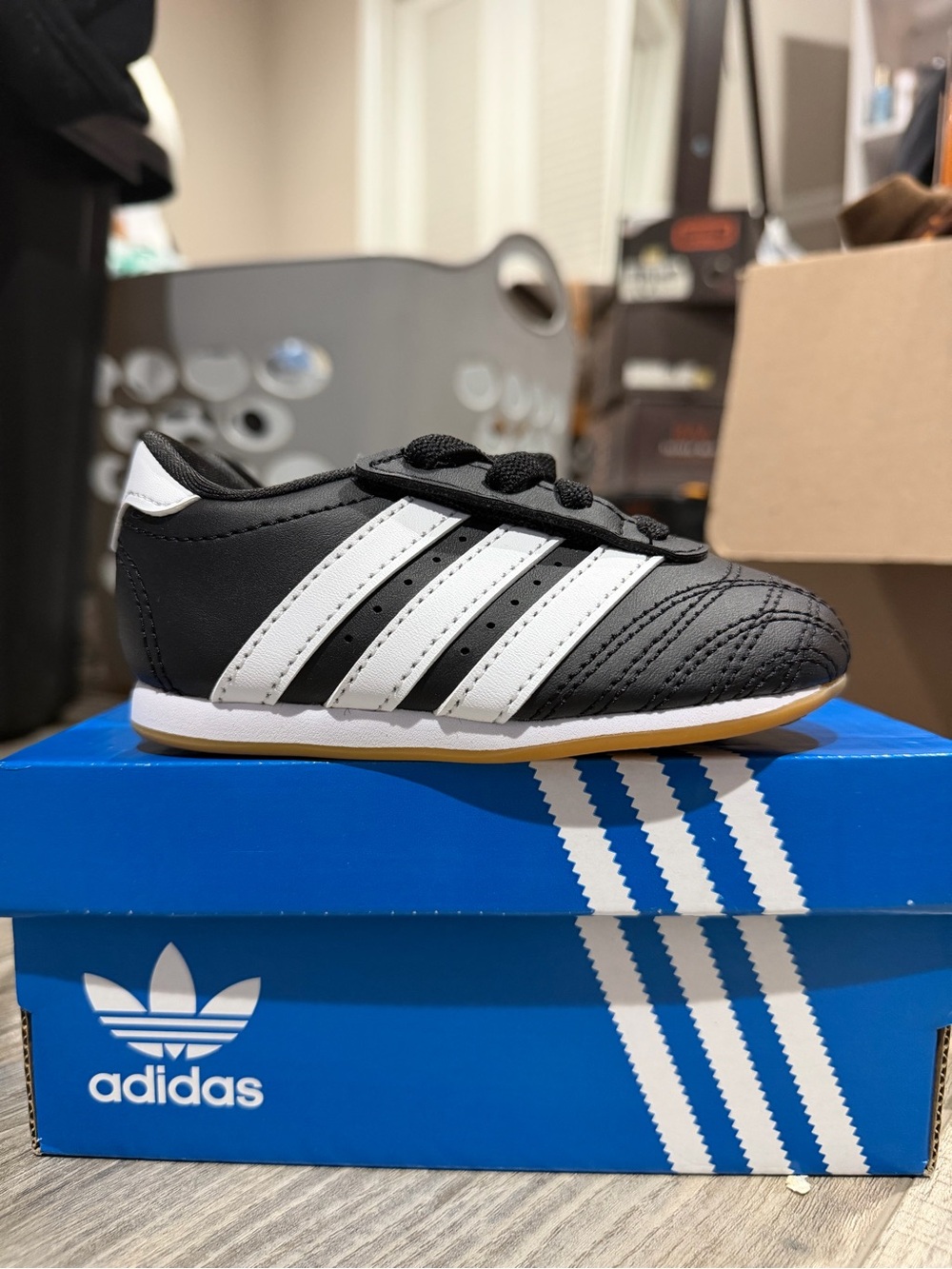 adidas Taekwondo Lace CF EL Toddler Shoes Black White Size 6K NWT